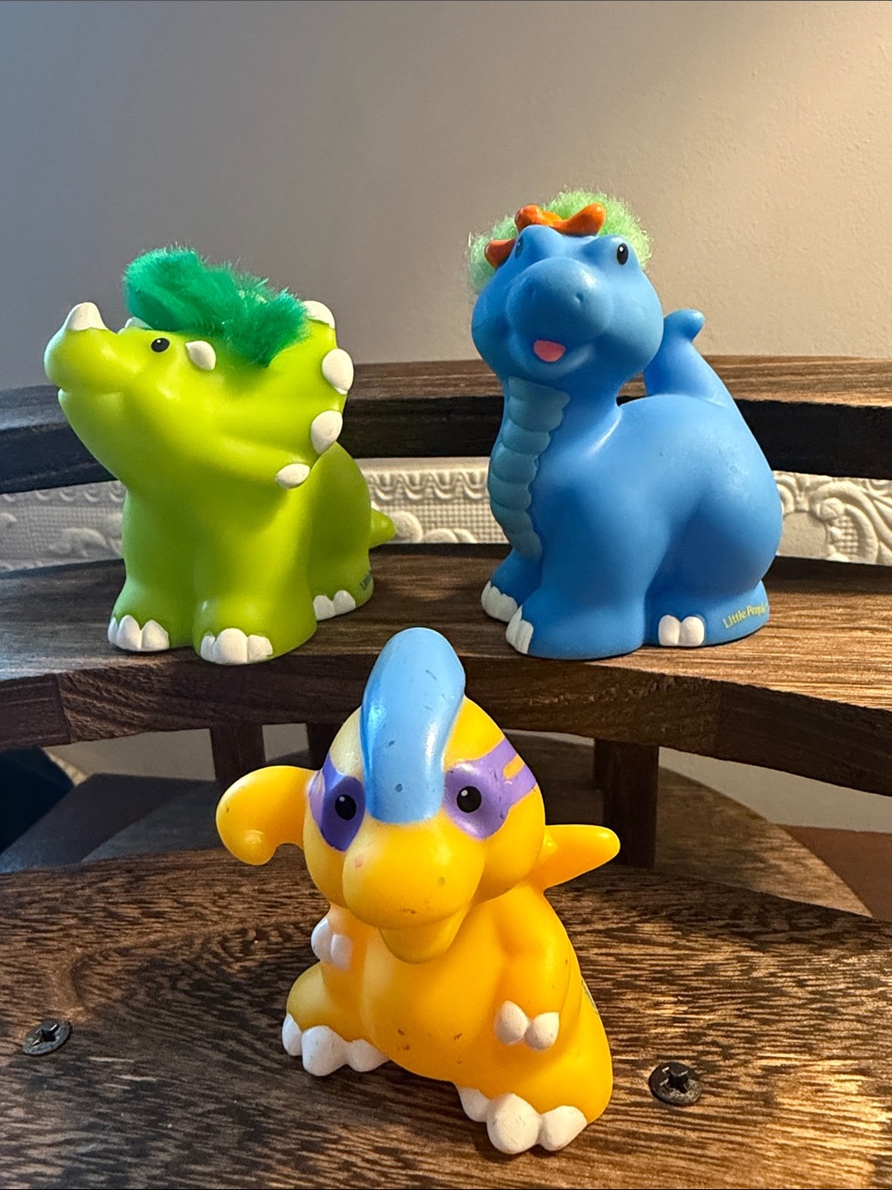 Rare Vintage Mattel Fisher Price Dinosaur SET of 3 Retired